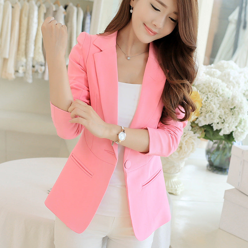 Women’s Slim Fit Blazer Jacket – One Button Casual Office Wear