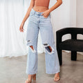 Women’s Ripped Slim Fit Jeans – Trendy Distressed Denim Pants Casual Fashion