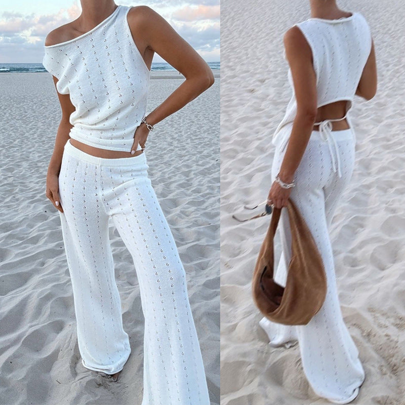 Women’s Sleeveless Tank & Pants Set – Casual Knit Outfit