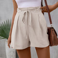 High-Waist Lace-Up Casual Shorts