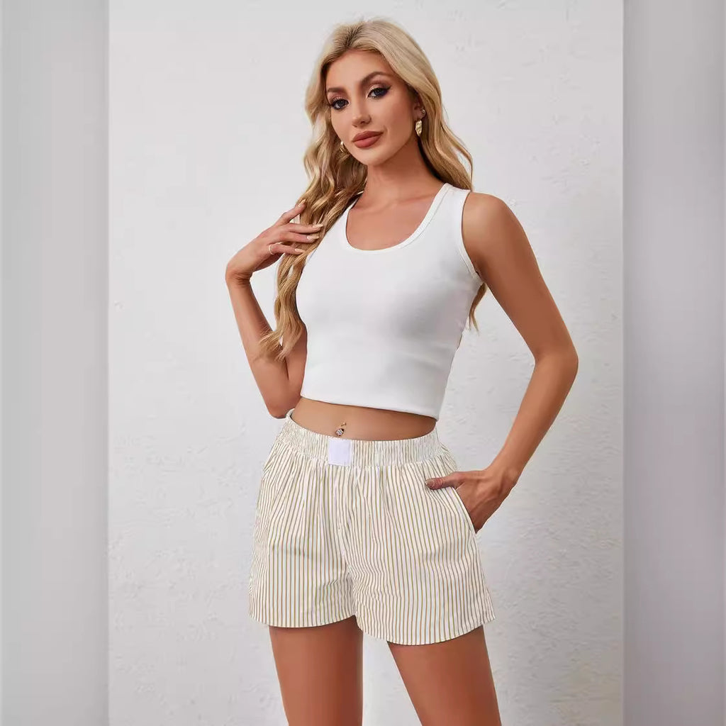 Women’s Striped Casual Shorts – Lightweight Summer Relaxed Fit Shorts