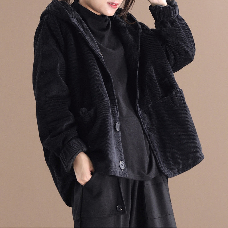 Women’s Corduroy Short Jacket – Casual Straight Fit Harajuku Style