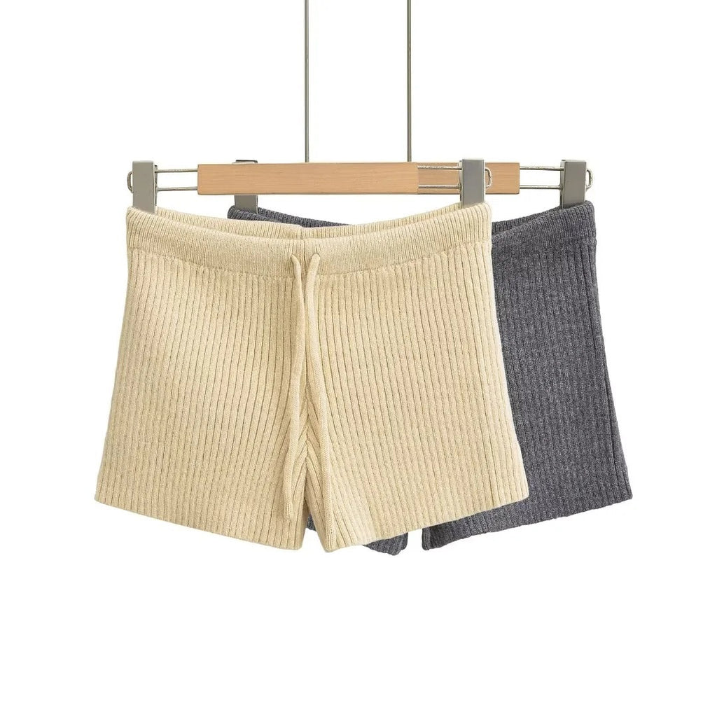 Women’s High-Waist Knit Shorts – Elastic Waist Wide Leg Casual Shorts