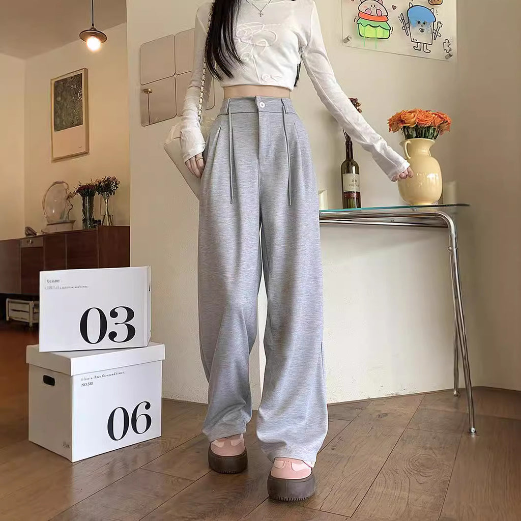 Women’s High Waist Straight Leg Suit Pants – Casual Elegant Full-Length Trousers