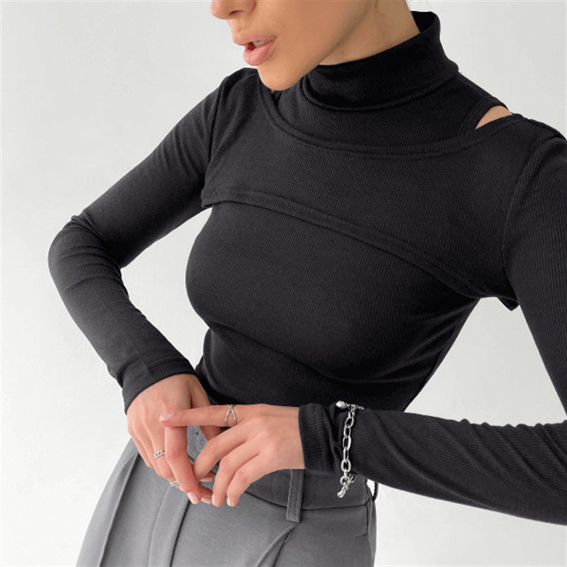 High Neck Crop Top for Women – Stylish Long Sleeve Slim Fit Top