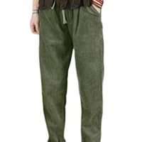 Women's Casual Corduroy Pants Comfy Pull on Elastic Waist Trousers Drawstring Cotton Pants