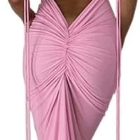 Women Sexy Backless Dress Bodycon Sleeveless Open Back Maxi Dress Going Out Elegant Party Cocktail Long Dress