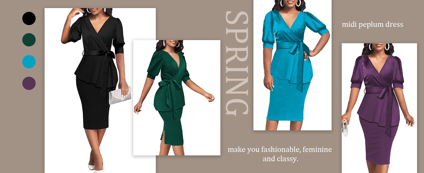 Women vintage peplum bodycon midi dresses midi peplum dress for women peplum dress for women sexy
