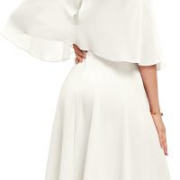Womens Cape Dress with Chiffon Overlay Midi Party Cocktail Wedding Guest Dresses
