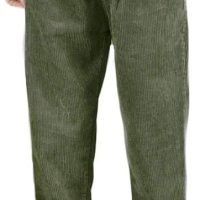Women's Casual Corduroy Pants Comfy Pull on Elastic Waist Trousers Drawstring Cotton Pants
