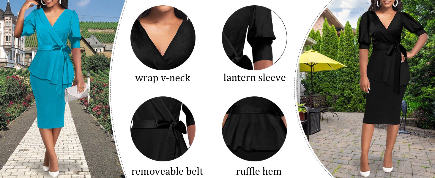 Women vintage peplum bodycon midi dresses midi peplum dress for women peplum dress for women sexy