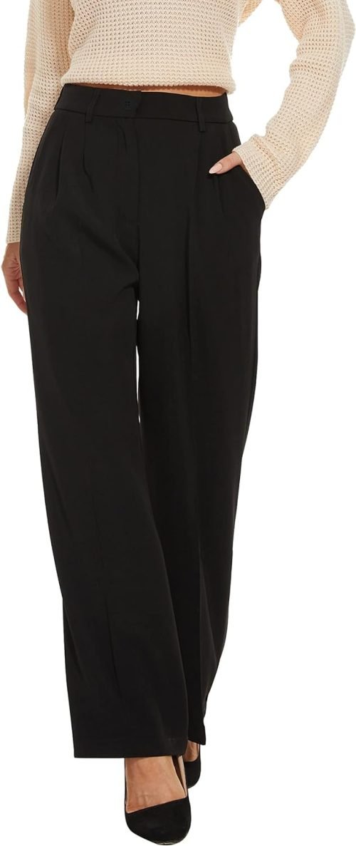 Women's Wide Leg Pants High Elastic Waisted Long Straight Casual Pant Fashion Loose Trousers