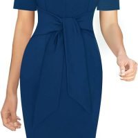 Womens Front Zipper Tie Waist Slim Work Business Office Bodycon Pencil Dress