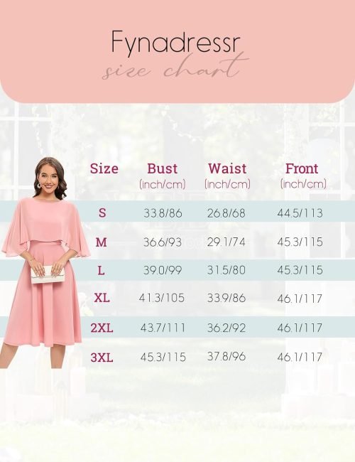 Womens Cape Dress with Chiffon Overlay Midi Party Cocktail Wedding Guest Dresses
