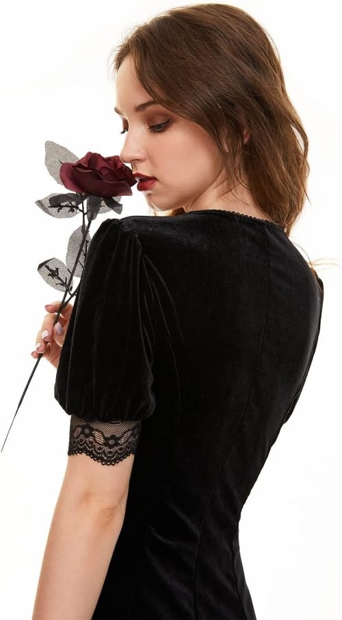 Gothic Dresses Vintage Lace-up Dress Classic Little Black Dress for Women Black Goth Dress