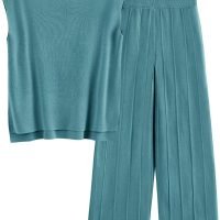Womens Pullover Tops And Wide Leg Pants Casual Sweater Set