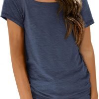 Womens Tops Casual Spring Summer Tshirts 2024 Short Sleeve Square Neck Basic Tee Outfits