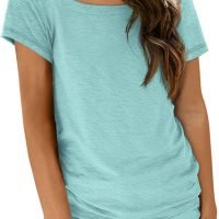 Womens Tops Casual Spring Summer Tshirts 2024 Short Sleeve Square Neck Basic Tee Outfits
