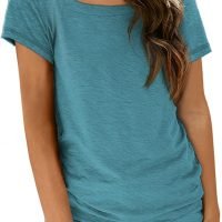 Womens Tops Casual Spring Summer Tshirts 2024 Short Sleeve Square Neck Basic Tee Outfits