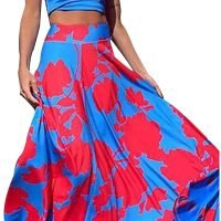 Womens Summer Sexy 2 Pieces Outfits Ruffle Floral Tank Top Wrap Boho Tropical Long Skirt Set Clubwear Dresses