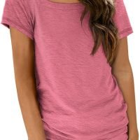 Womens Tops Casual Spring Summer Tshirts 2024 Short Sleeve Square Neck Basic Tee Outfits