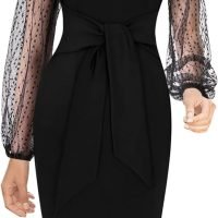 Womens Front Zipper Tie Waist Slim Work Business Office Bodycon Pencil Dress