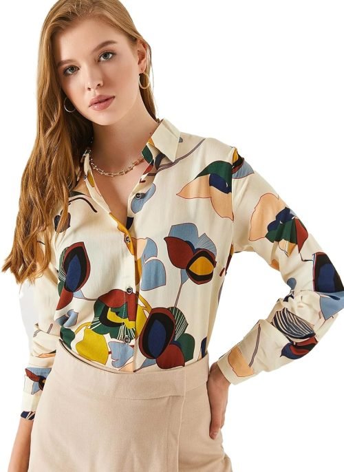 Blouses for Women Fashion, Casual Long Sleeve Button Down Shirts Tops, XS-3XL