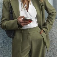 Women's 2024 Fall 2 Piece Blazer Set Casual Loose Long Blazer Jackets and Dressy Wide Leg Pant Suits with Pockets