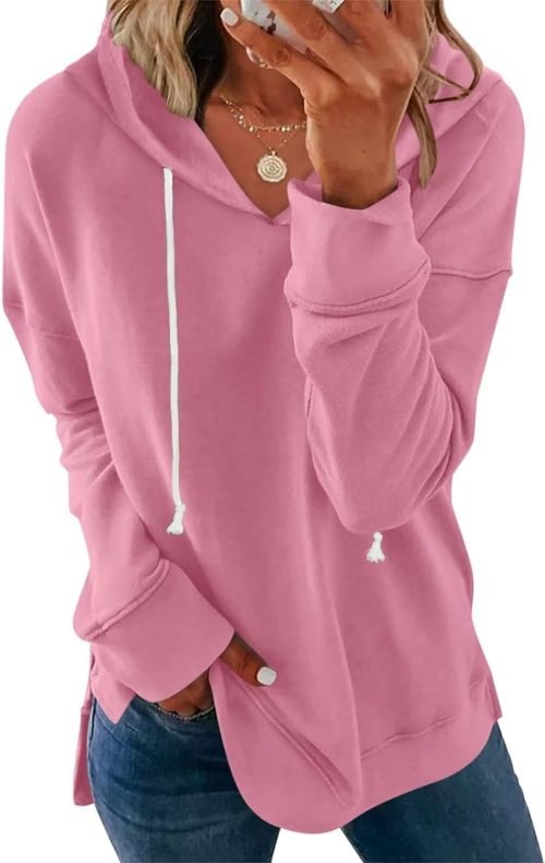 Women Casual Hoodie Long Sleeves Fashion Pullover Sweatshirts Loose Fit Tunic Winter Tops Comy Shirts