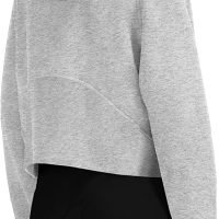Womens Hooded Pullover Sweatshirts Half Zipper Crop Hoodie Fleece Lined Collar Zip Up Hoodies Cropped Long Sleeve Tops, 1 - Light Grey, Large