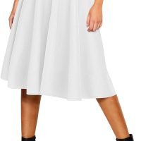 Women's Basic Elastic Waist A-line Solid Flared Midi Skirt