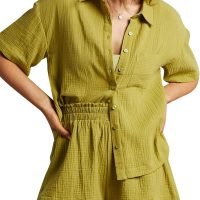 Women's 2 Piece Outfits Track Suits Matching Sets Loungewear for Vacation Button Down Shirt and Shorts Set
