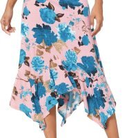 Women's Summer Beach Skirt Stretchy Midi Skirt with Irregular Hem